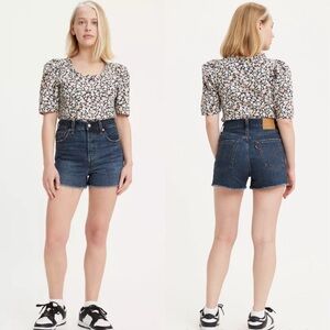 New Levi’s Ribcage Denim Jean Shorts Dark Wash Size 29